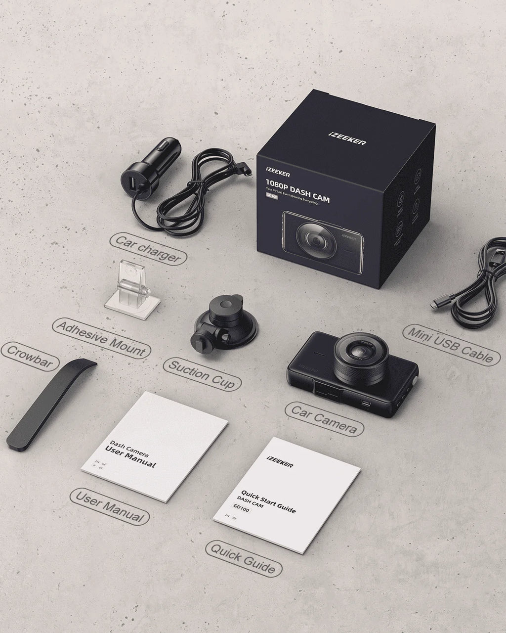 1080P Dash Cam with Night Vision, 3 Inch LCD, 170° Wide Angle D78106