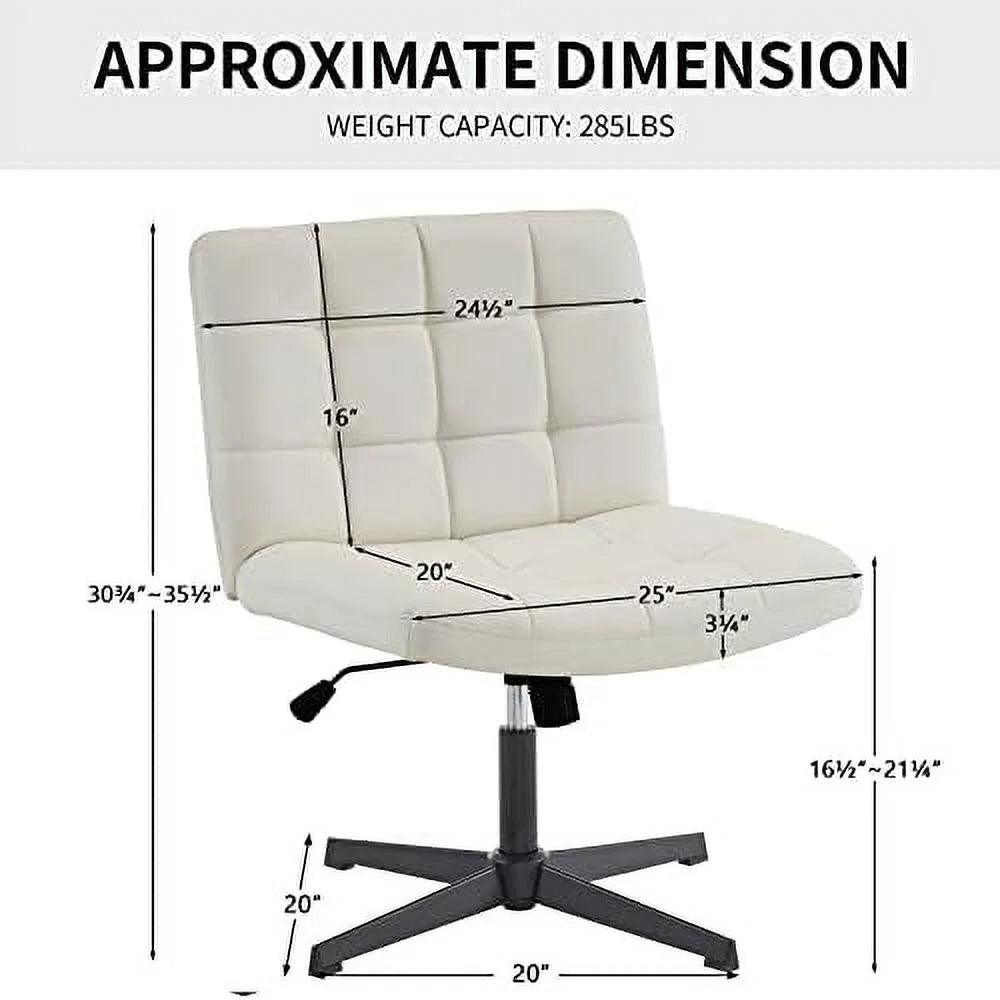 Beige Armless Wide Seat Height Adjustable Swivel Desk Chair A471146