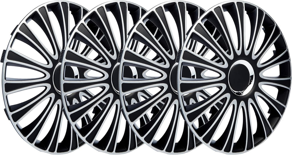 Black-Silver 15-Inch Wheel Cover Kit Pack of 4 X914