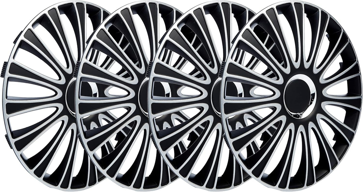 Black-Silver 15-Inch Wheel Cover Kit Pack of 4 X914
