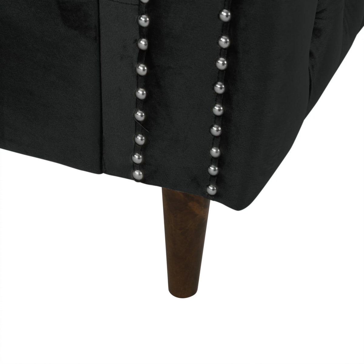 Black Velvet Sectional Sofa with Storage Chaise Q272449