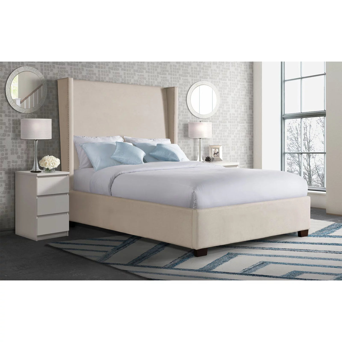 Queen Upholstered Bed Y859