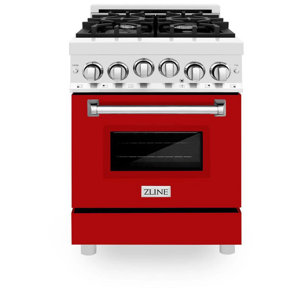 24 In. Gas Range Stainless Steel Red Matte Door X1594
