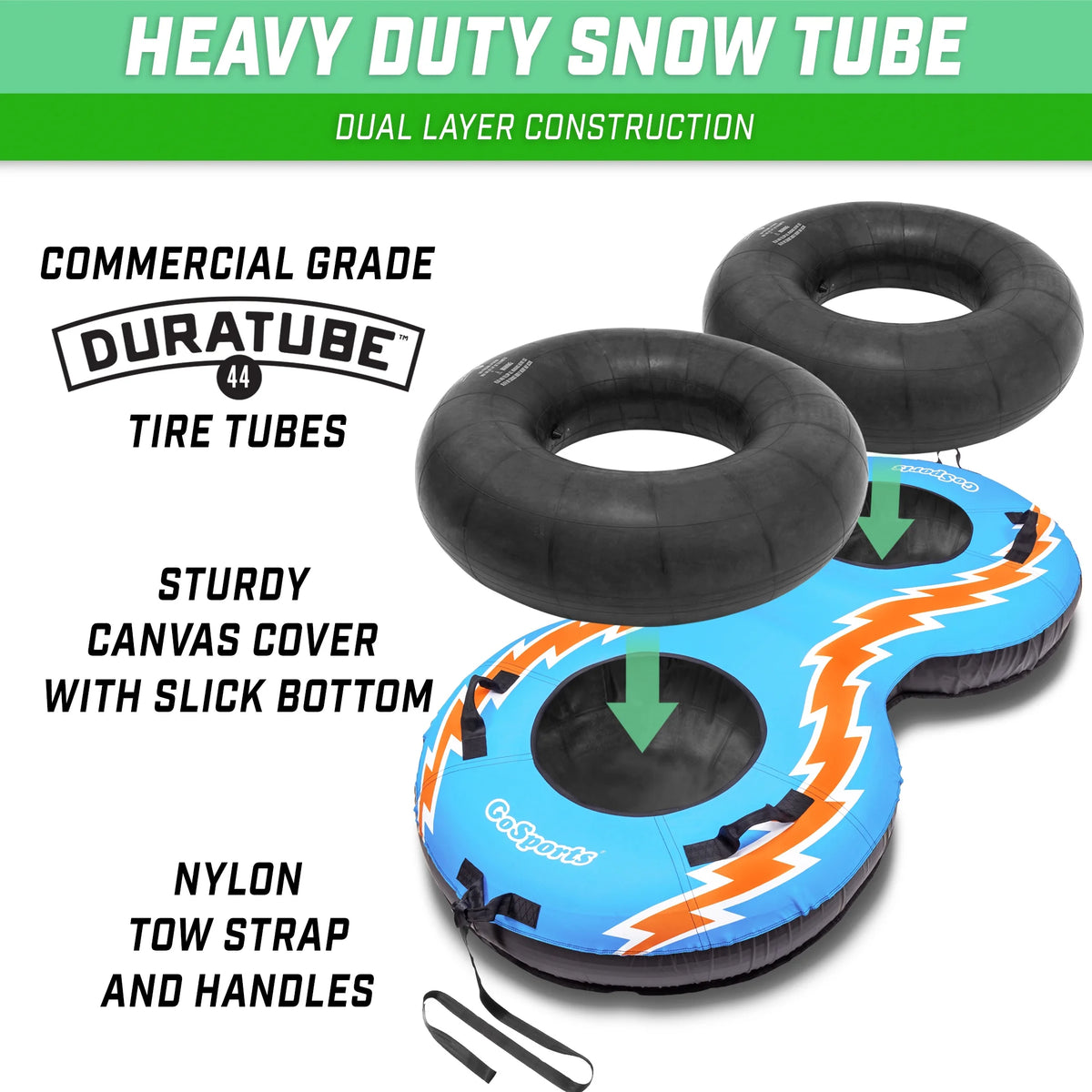 Retro 2 Person Snow Tube with Canvas Cover E743