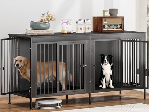 63 Inch Wooden Dog Cage with Divider T666