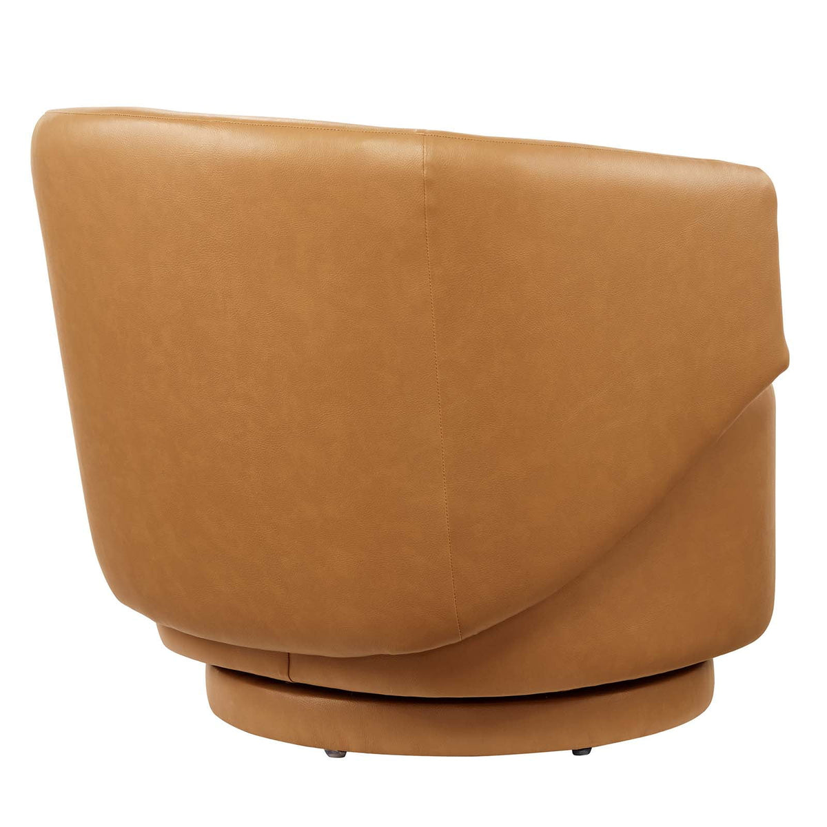 Tan Vegan Leather Fabric and Wood Swivel Chair Z484601