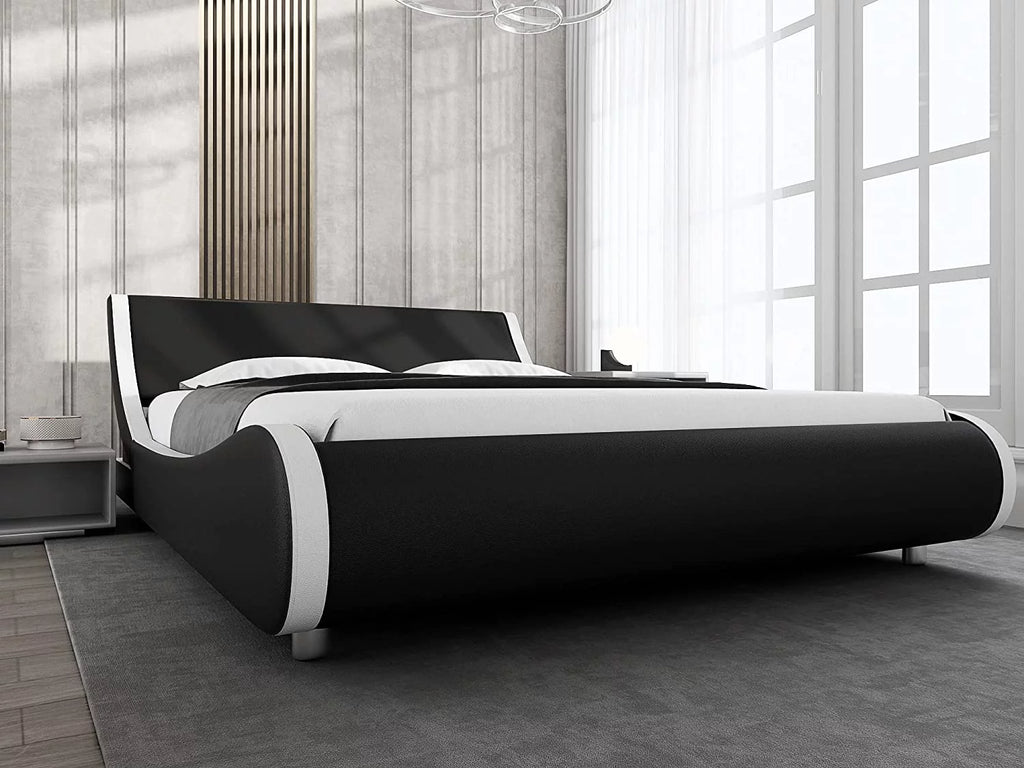 King Size Platform Bed Frame with Adjustable Headboard Q482547