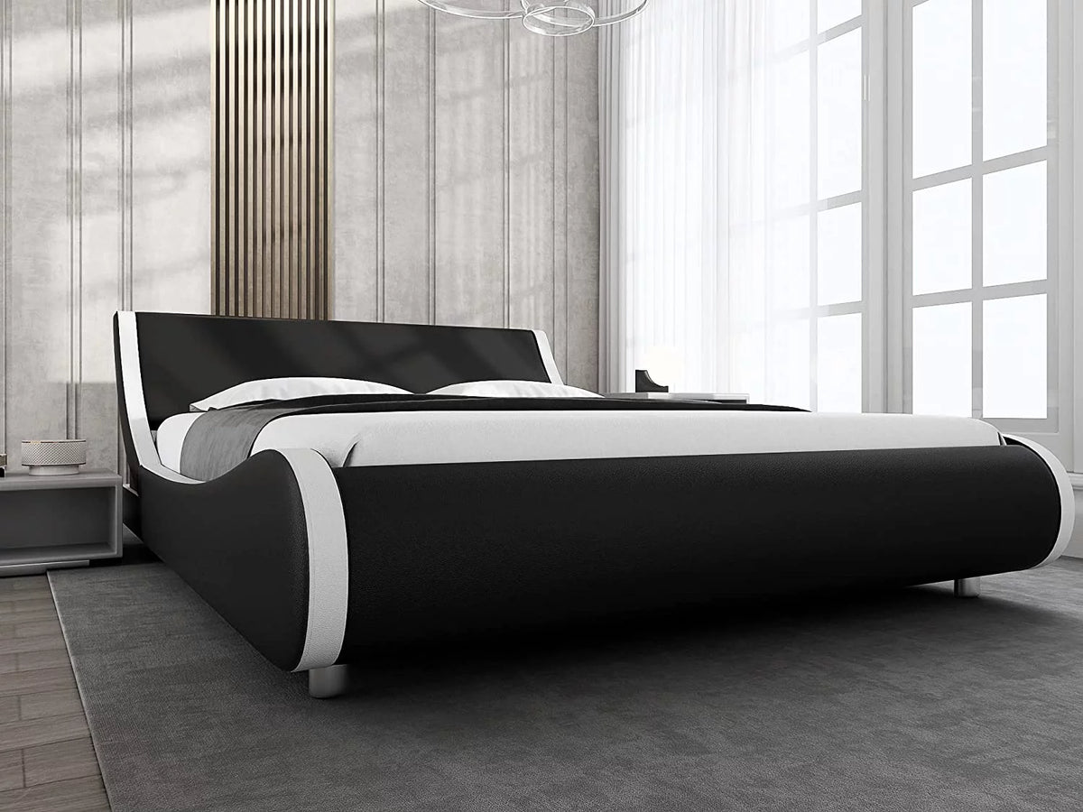 King Size Platform Bed Frame with Adjustable Headboard Q482547
