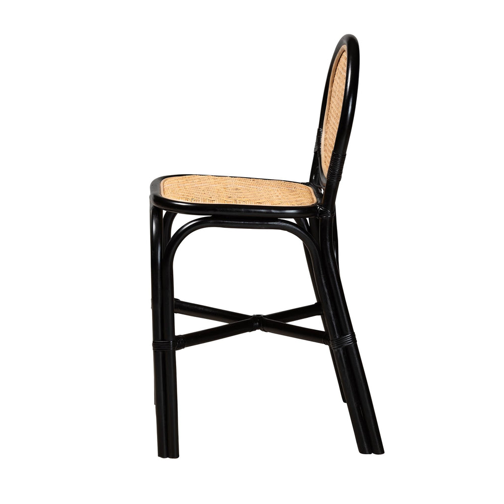 Two-Tone Black and Natural Brown Rattan Counter Stool P34953