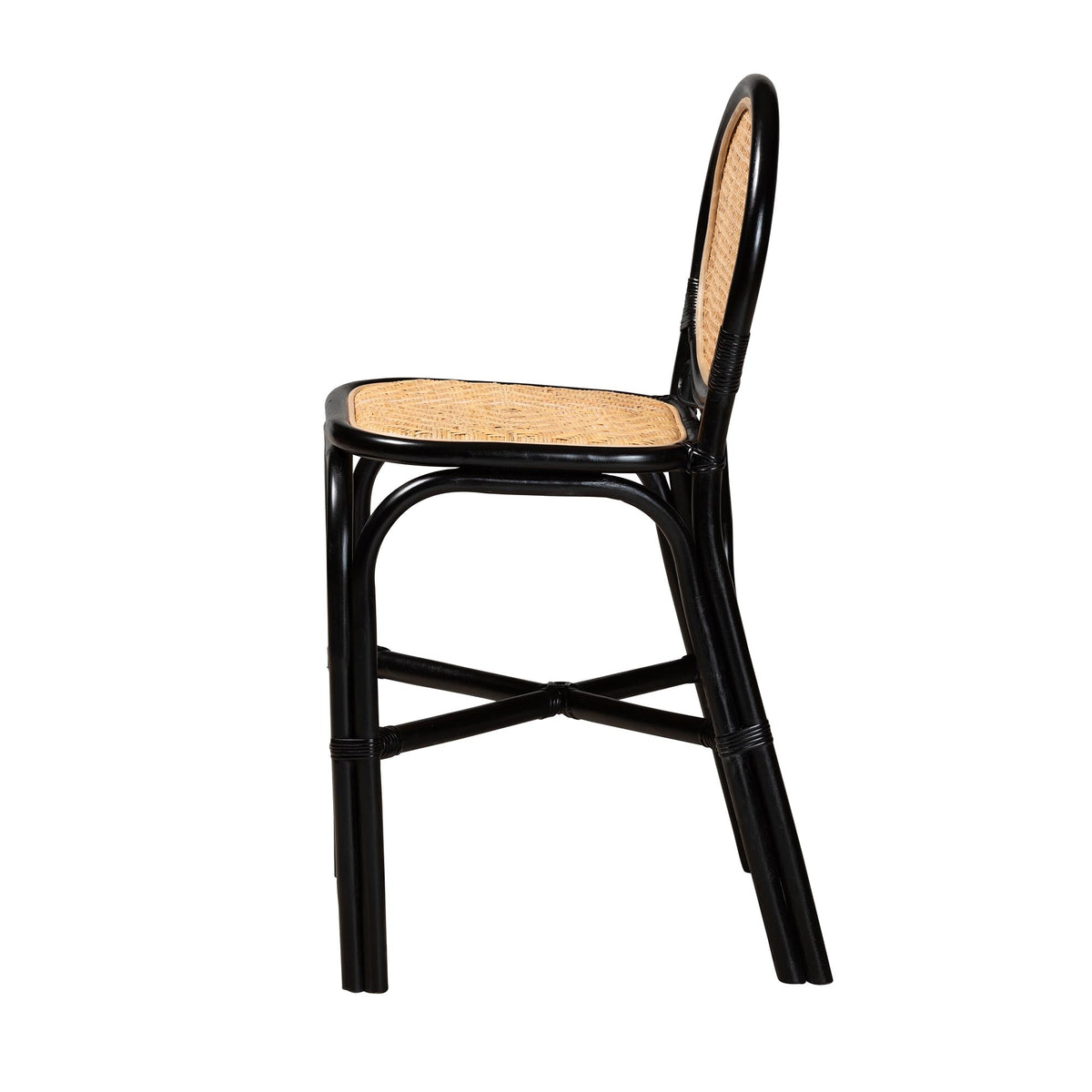 Two-Tone Black and Natural Brown Rattan Counter Stool P34953