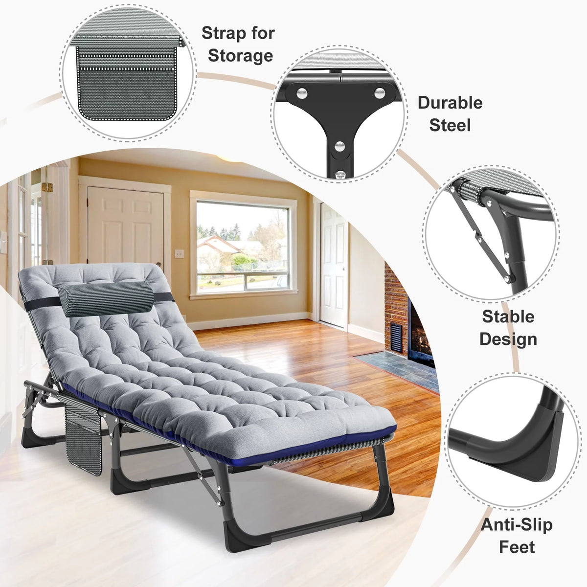 Camping Cot with Mattress and Pillow P7392