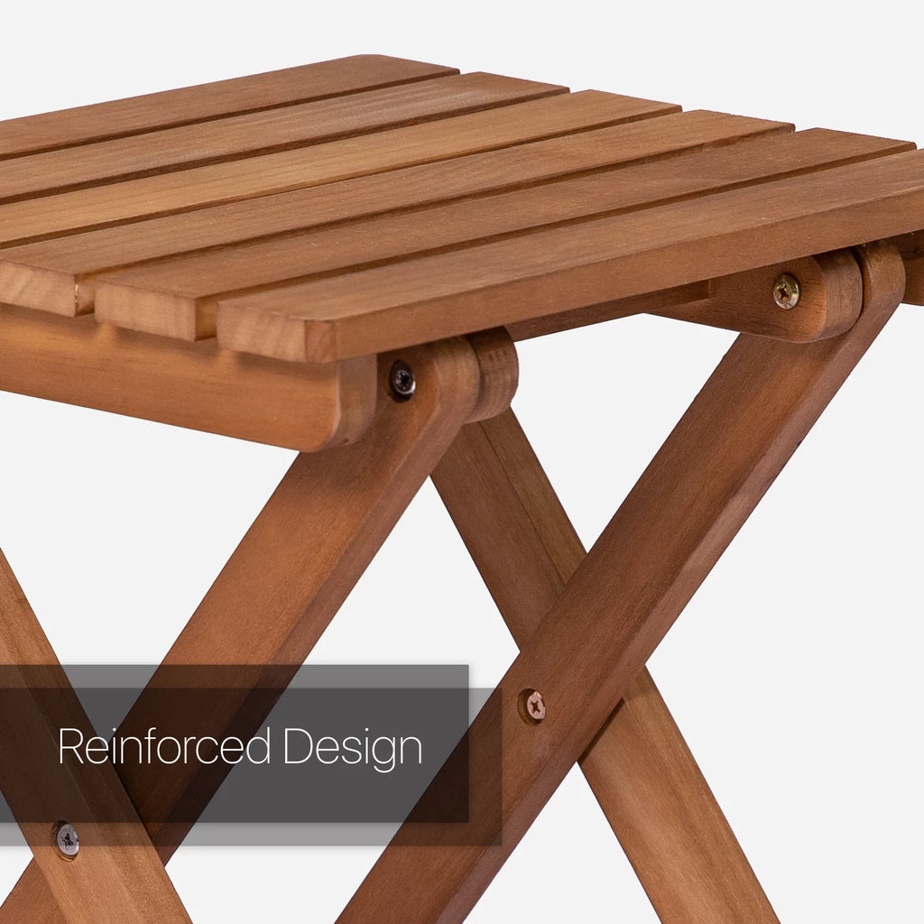 Wood 3 Pieces Foldable Patio Coffee Table and Stools Set B153