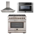36 Inch Gas Burner Electric Oven Pro Range, Wall Mount Range Hood, Microwave Drawer C8995