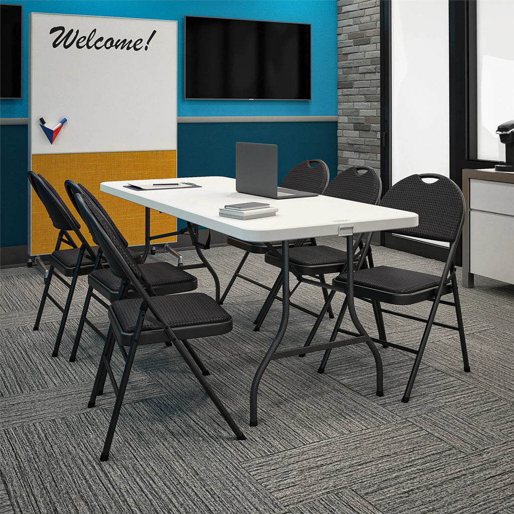 Black Fabric Padded Metal Folding Chair 4-Pack R1131