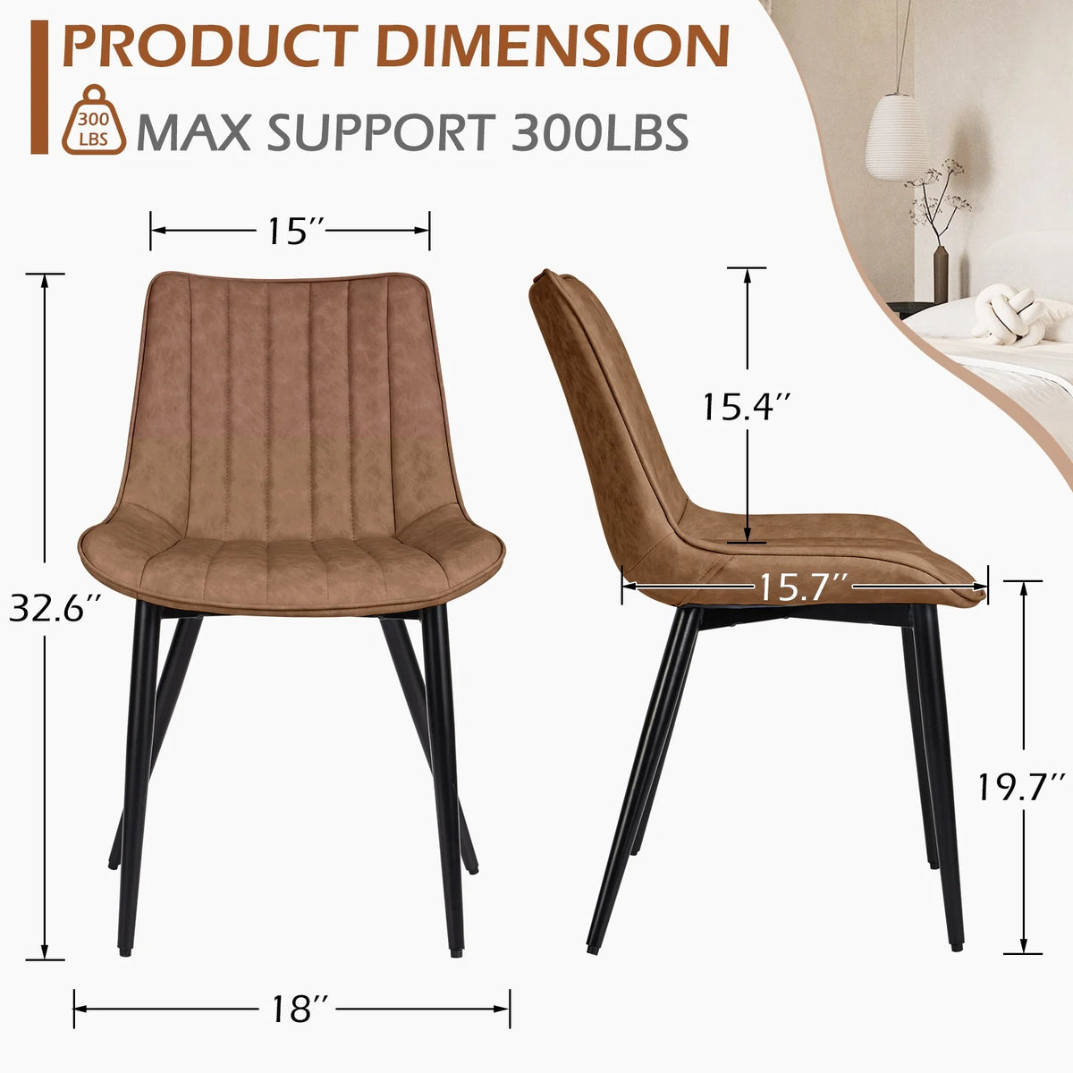 Brown Leather Dining Chairs Set of 4 O93945