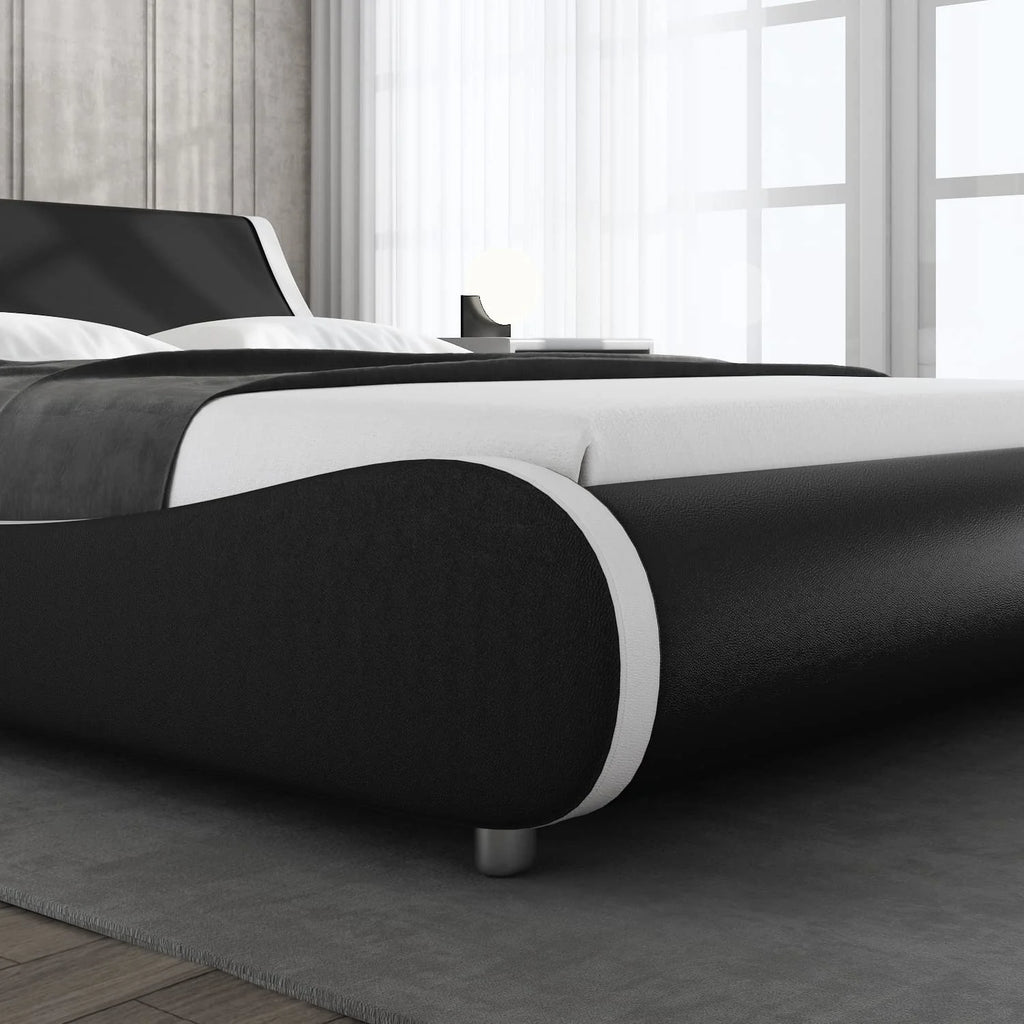 King Size Platform Bed Frame with Adjustable Headboard Q482547