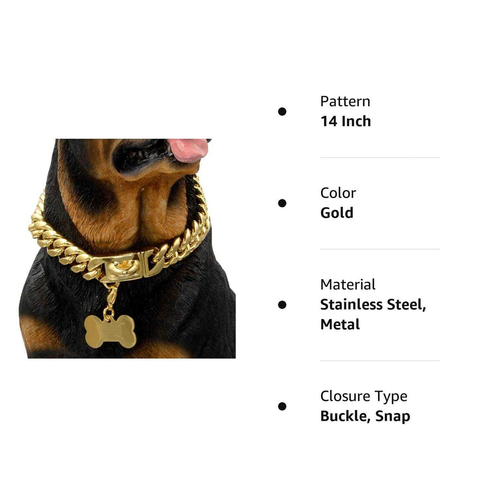 Gold Dog Chain Collar with Secure Buckle K53775