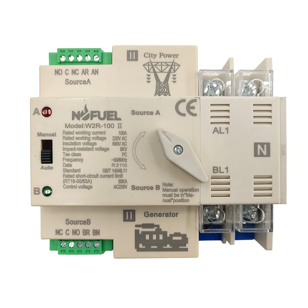 2P 100A Dual Power Automatic Transfer Switch Din Rail 220V Pack of 2 U497