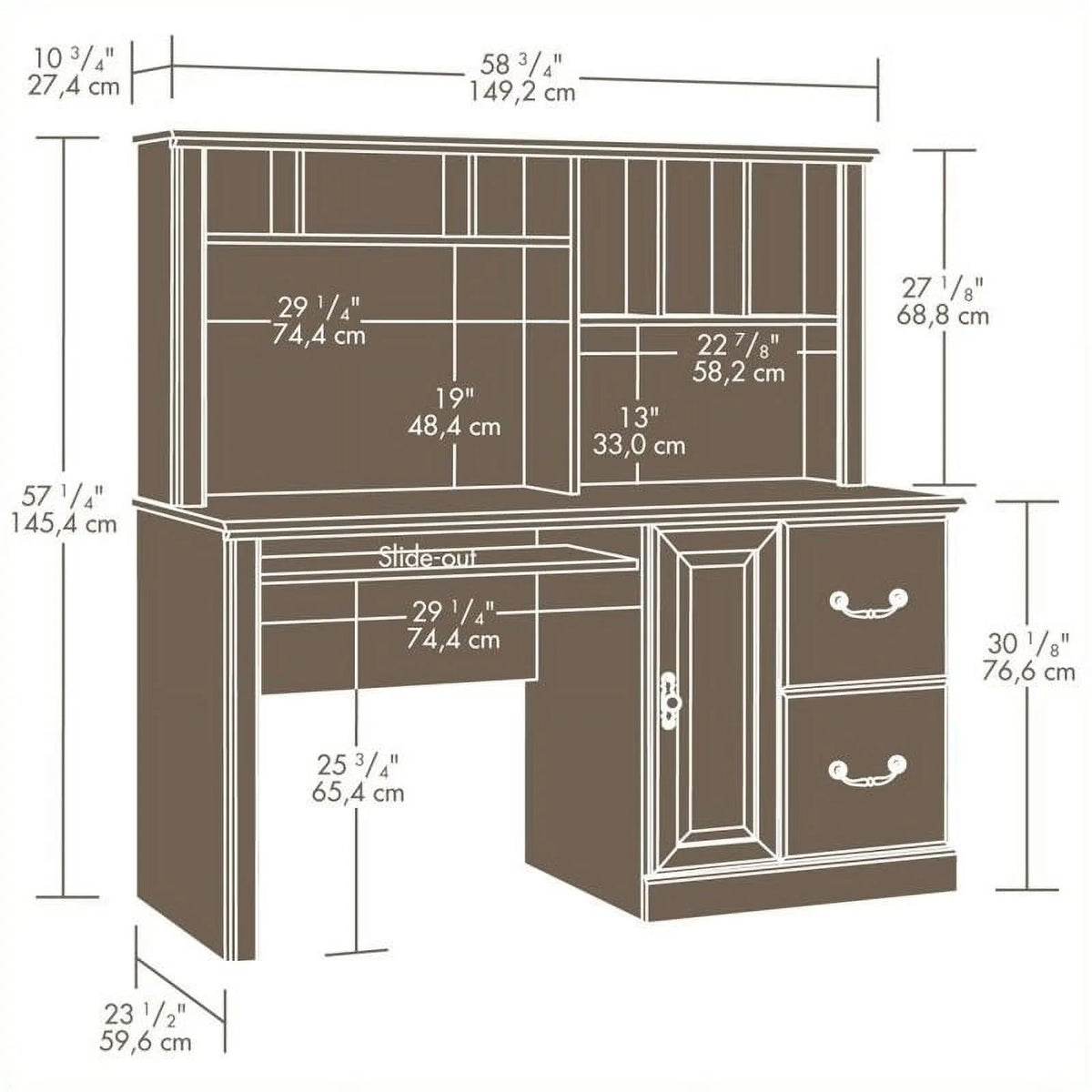 Traditional Wood Computer Desk with Hutch O7436