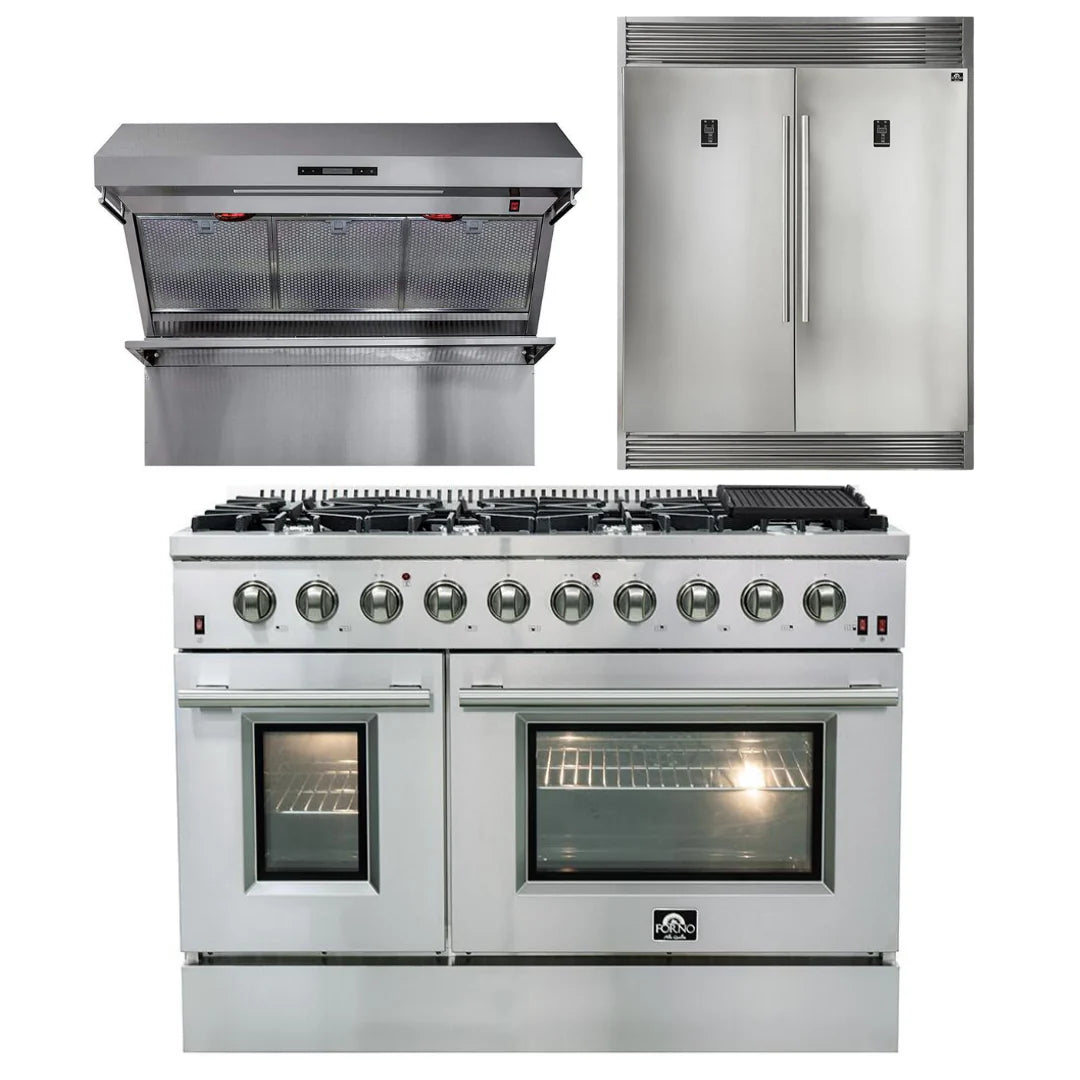 48 Inch Gas Range, Wall Mount Range Hood, 60 Inch Refrigerator R79466