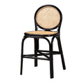 Two-Tone Black and Natural Brown Rattan Counter Stool P34953