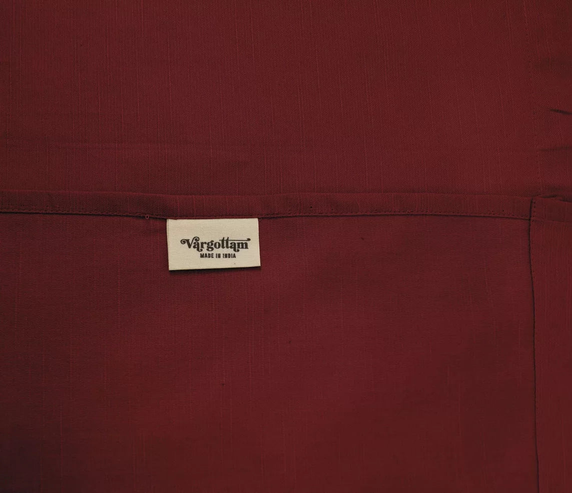 Cotton Slub Maroon 65 Inch Long Rod Pocket Curtains 2 Panels I98627