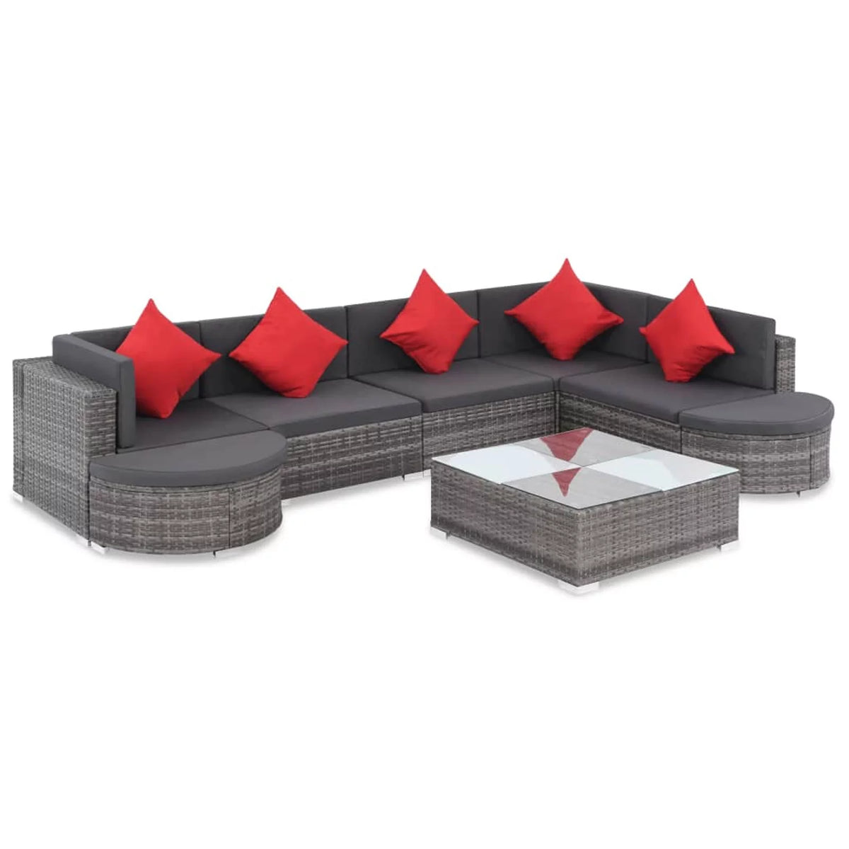 8 Piece Cushioned Poly Rattan Outdoor Conversation Set N28234
