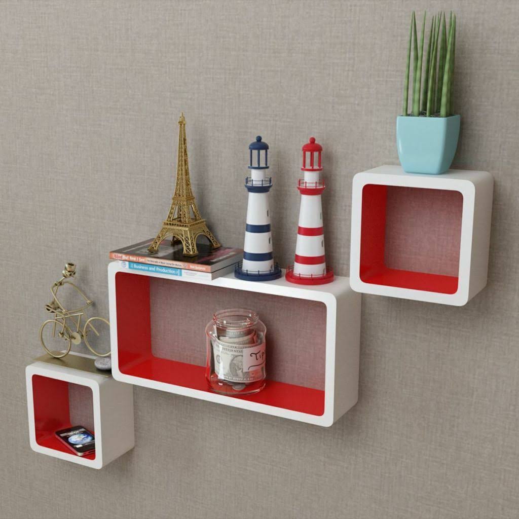 White and Pink Wall Cube Shelves 6 Pcs M8205