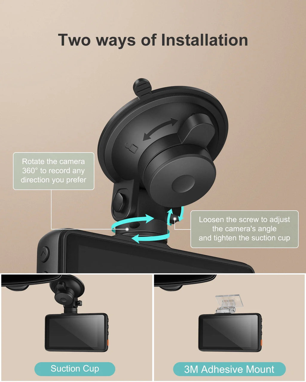 1080P Dash Cam with Night Vision, 3 Inch LCD, 170° Wide Angle D78106