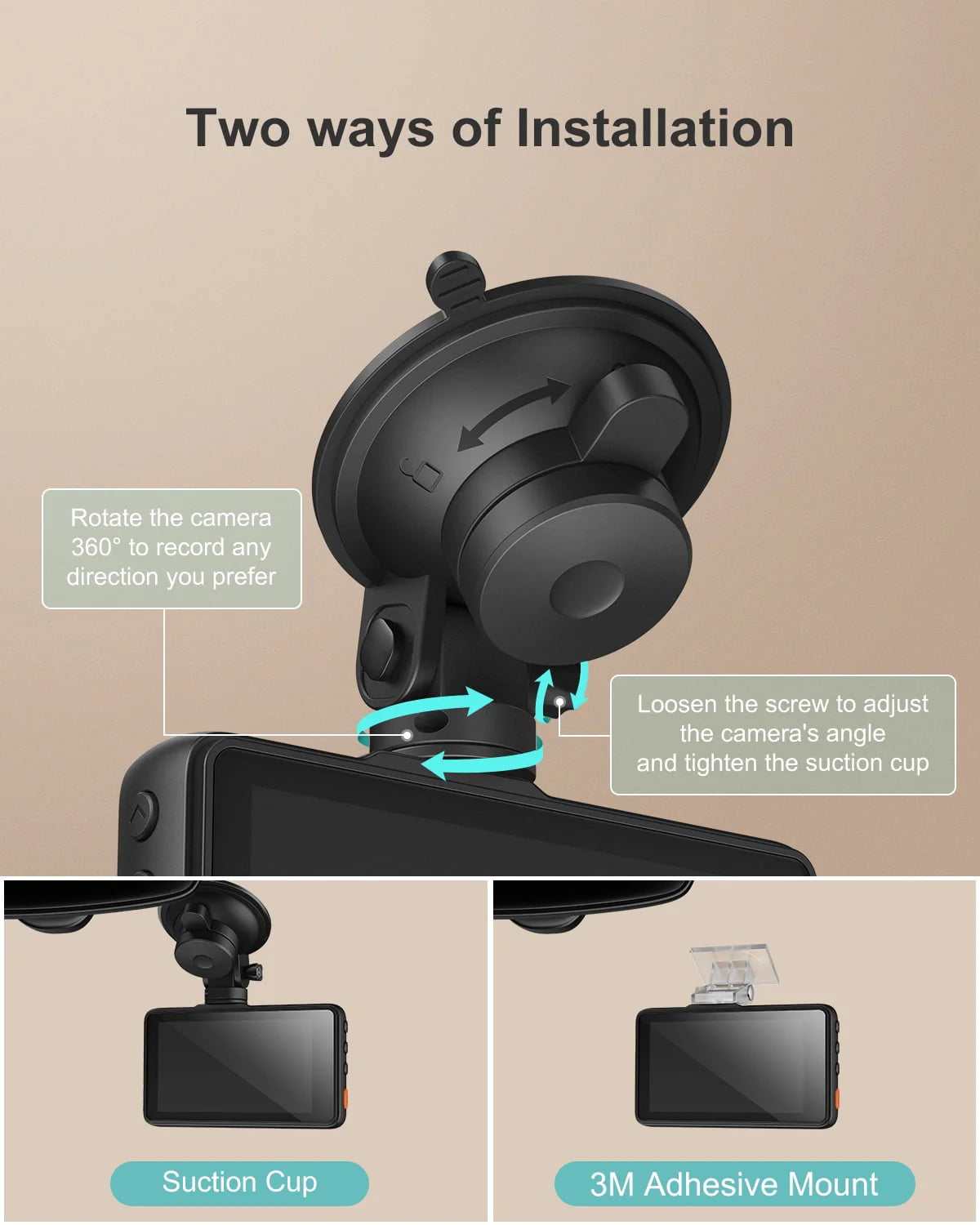 1080P Dash Cam with Night Vision, 3 Inch LCD, 170° Wide Angle D78106