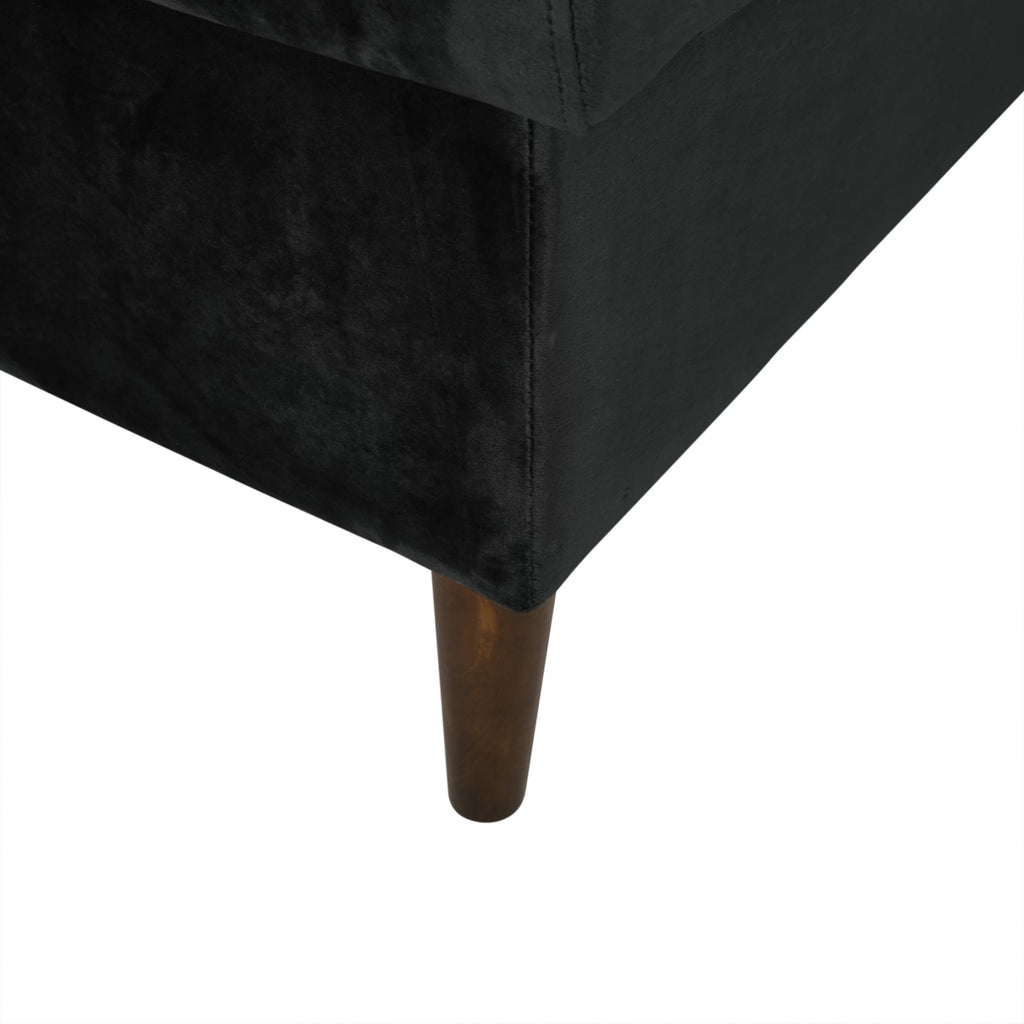 Black Velvet Sectional Sofa with Storage Chaise Q272449