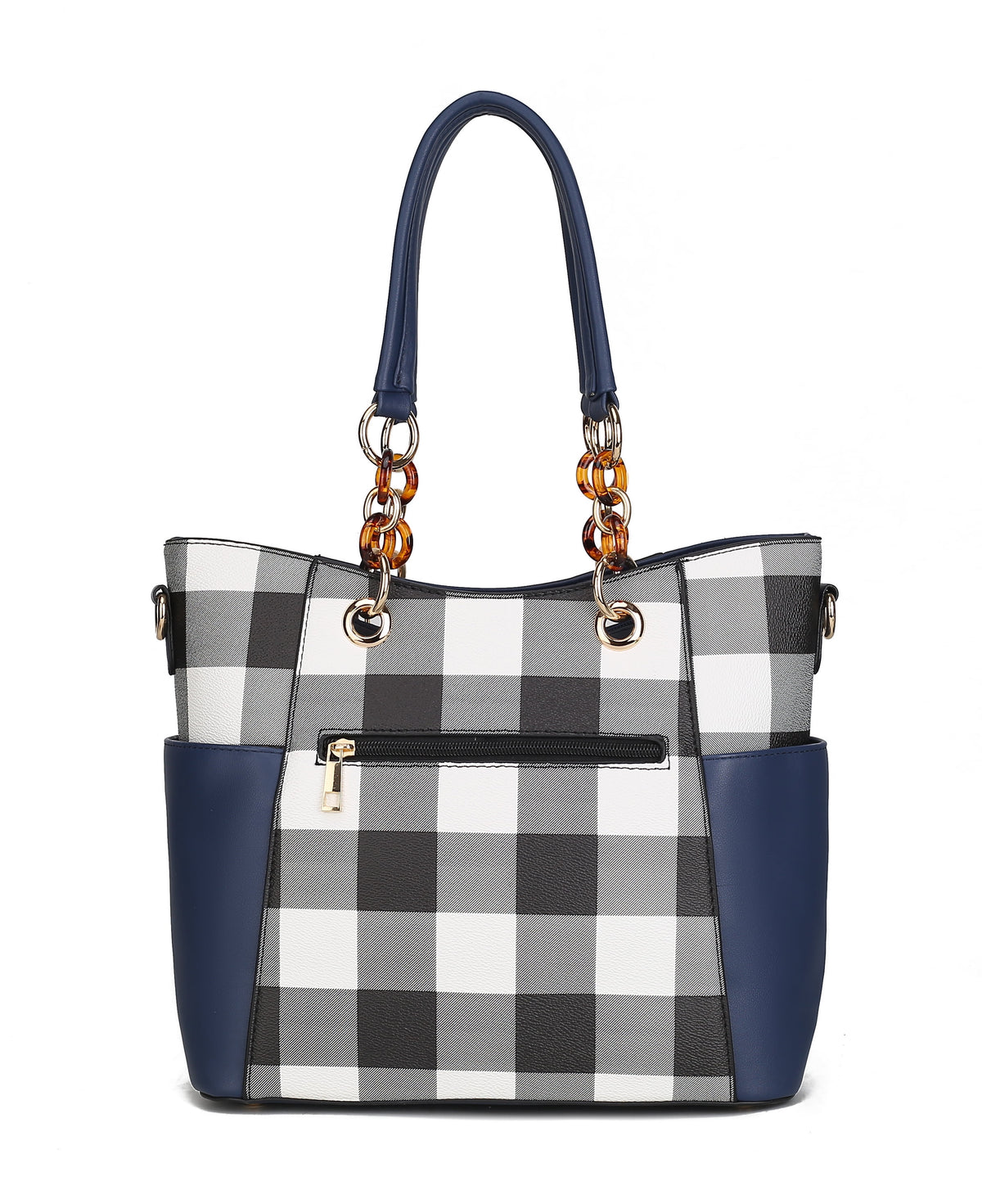 Black Checkered Shoulder Bag & Matching Wallet 2-Piece Set P4048