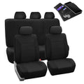 Black Khaki Polyester Full Set Car Seat Covers C5440