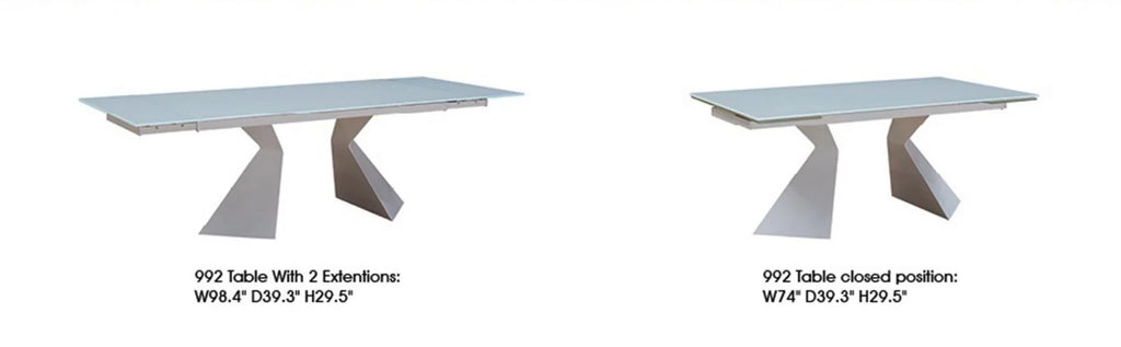 White Extendable Glass Dining Table C640228