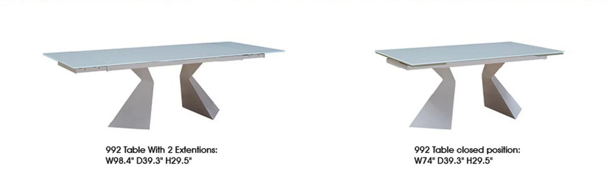 White Extendable Glass Dining Table C640228