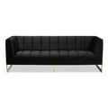 Black Velvet Button Tufted Sofa with Gold-Tone Frame S413534