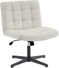 Beige Armless Wide Seat Height Adjustable Swivel Desk Chair A471146