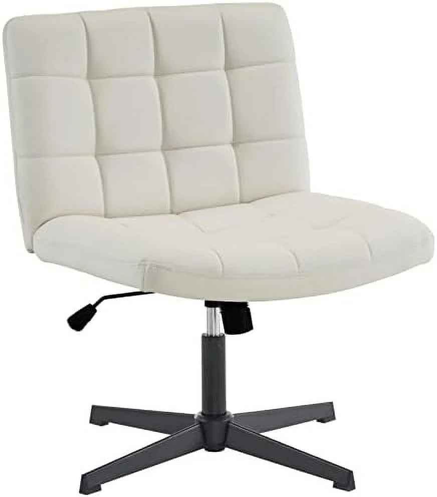 Beige Armless Wide Seat Height Adjustable Swivel Desk Chair A471146