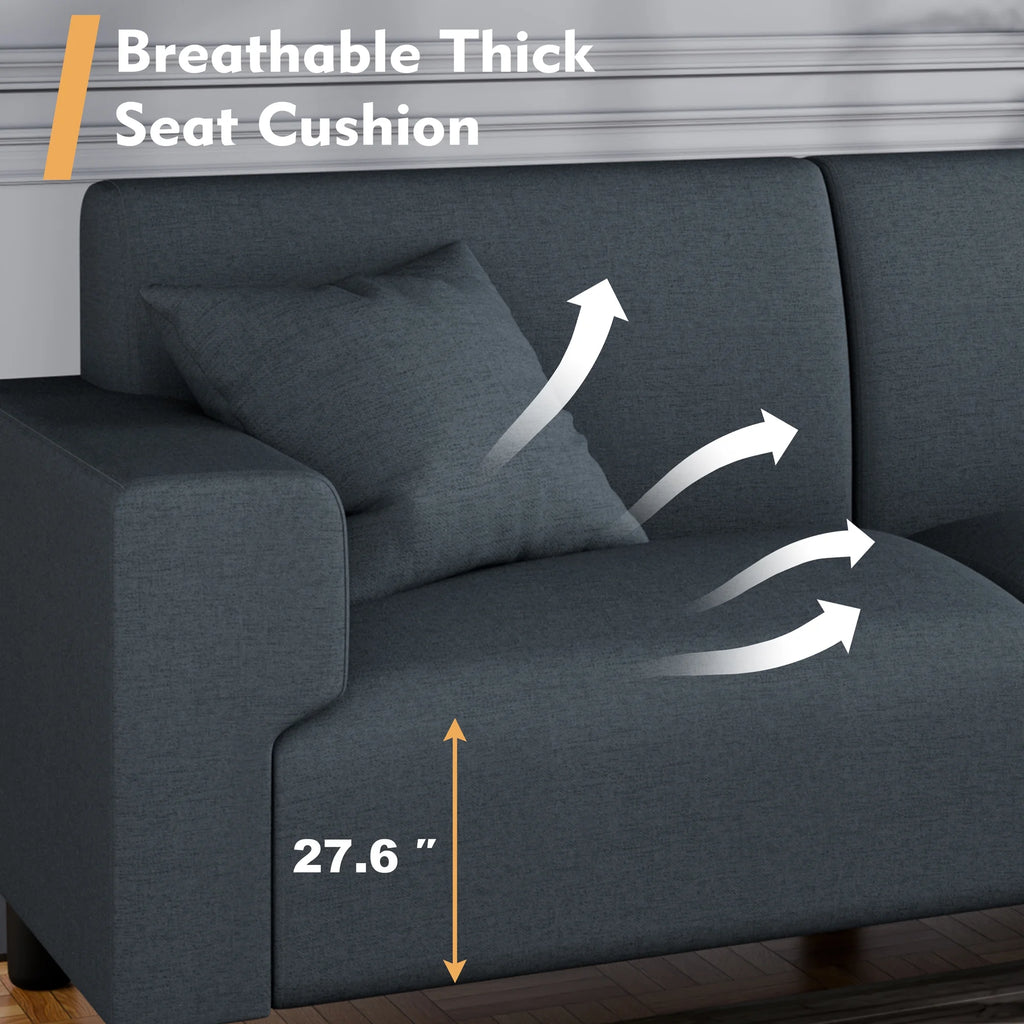 Dark Grey 3-Seater Sofa with Two Pillows D180163