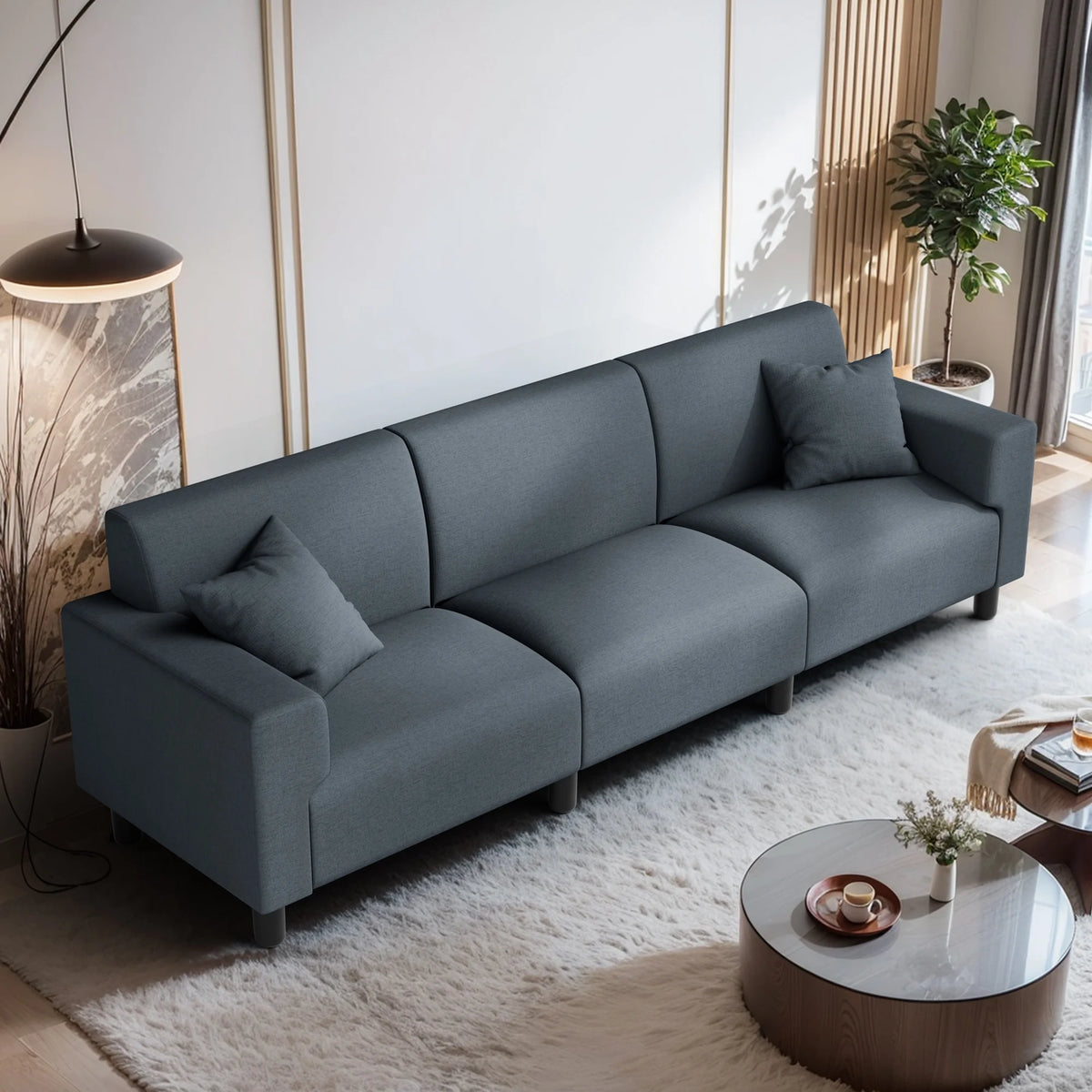 Dark Grey 3-Seater Sofa with Two Pillows D180163