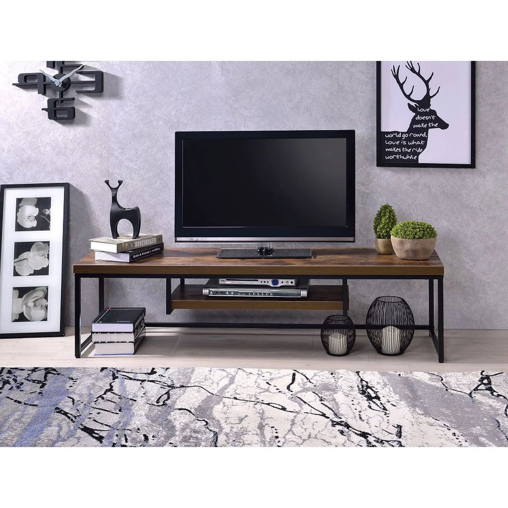 Weathered Oak Black Tv Stand K78102