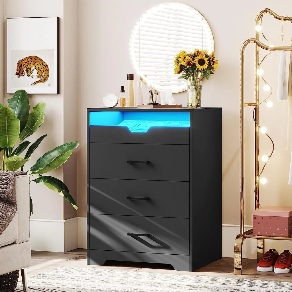 Black 3 Drawer Dresser with Pull-Out Tray Y575738