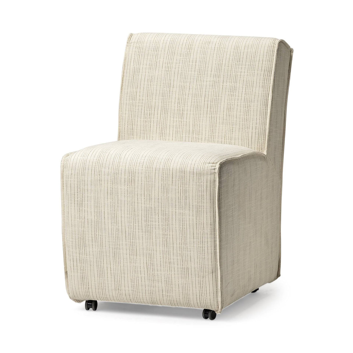 Cream-Toned Fabric Dining Chair with Wooden Base C433