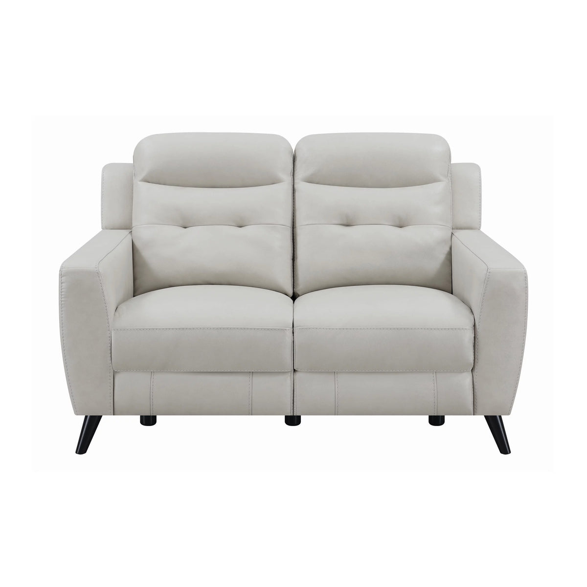 Beige Leatherette Power Recliner Loveseat N92971