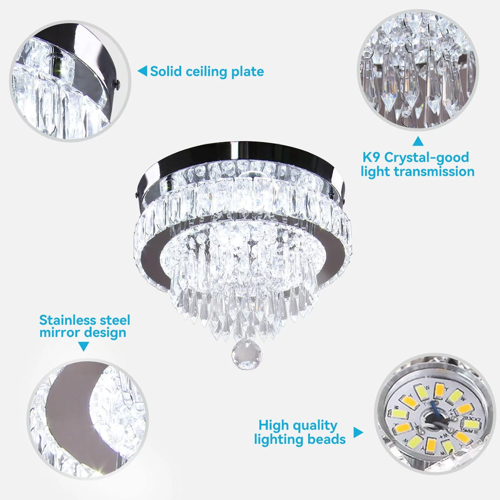 11.8" Crystal Flush Mount Ceiling Light T246