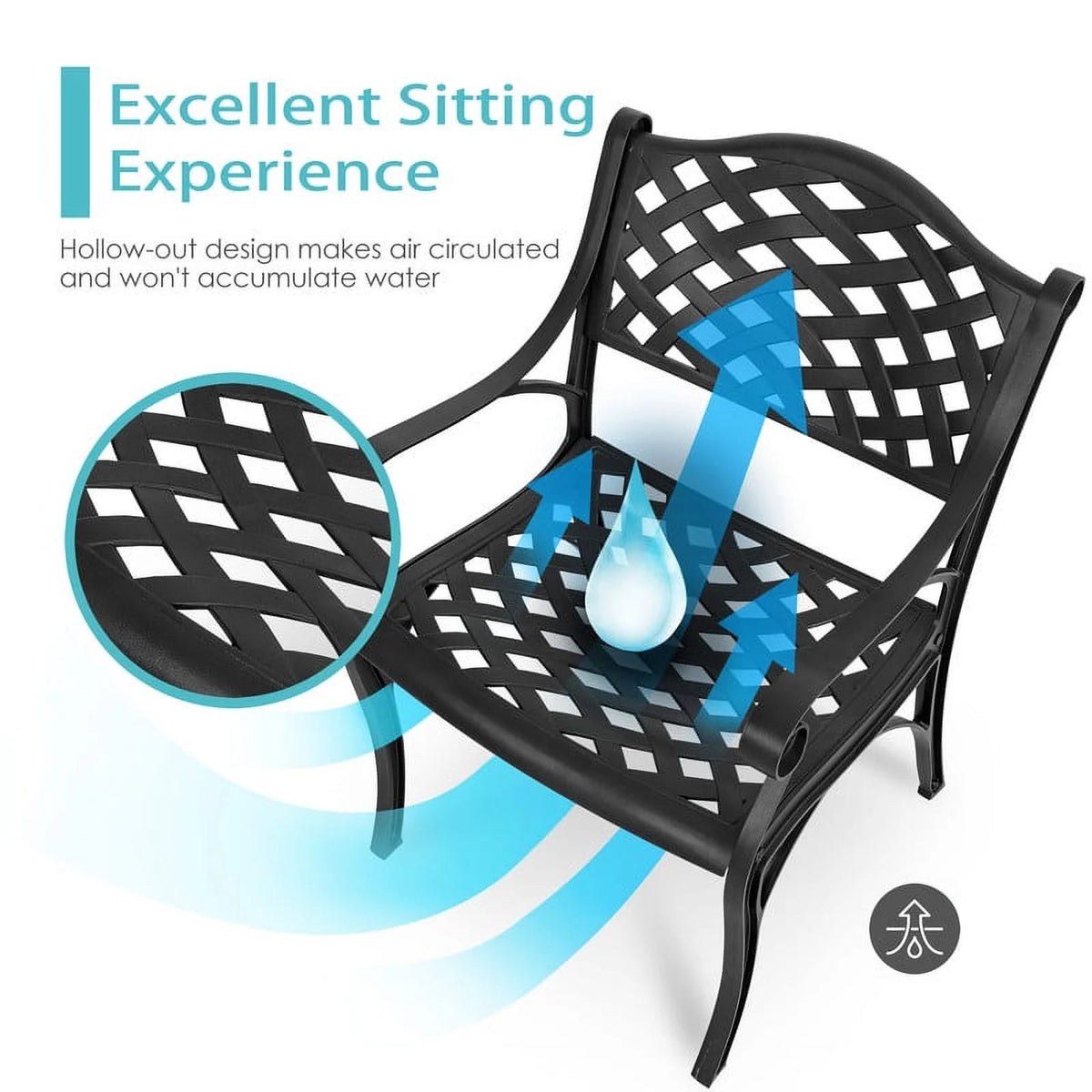 3 Piece Aluminum Patio Bistro Set with Umbrella Hole Z7701