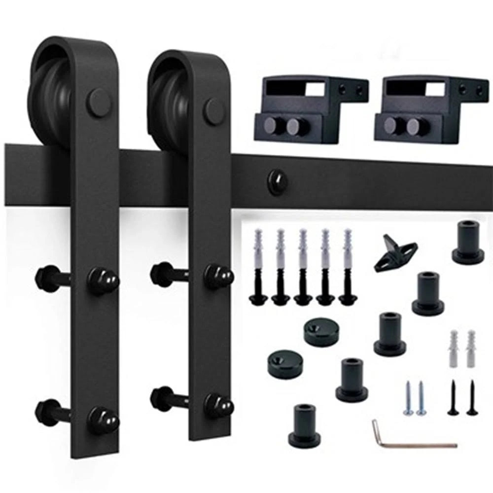 Red Oak Paneled Wood Barn Door with Installation Hardware Kit N383686