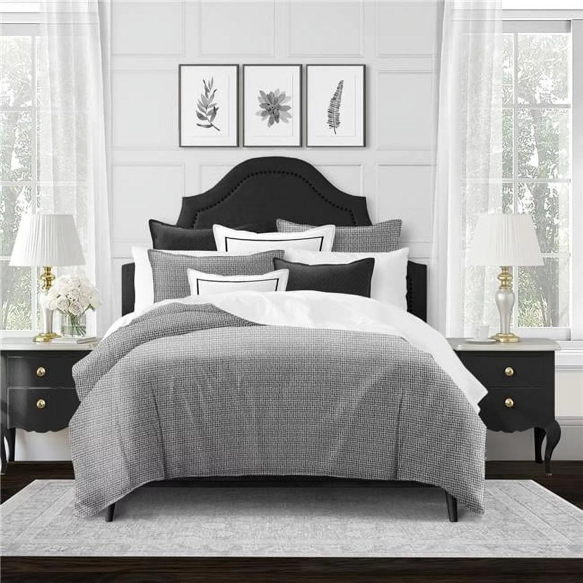Charcoal Queen 5 Piece Comforter & 2 Pillow Shams Set G200