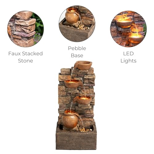 LED Outdoor Water Fountain Stone Gray U36785