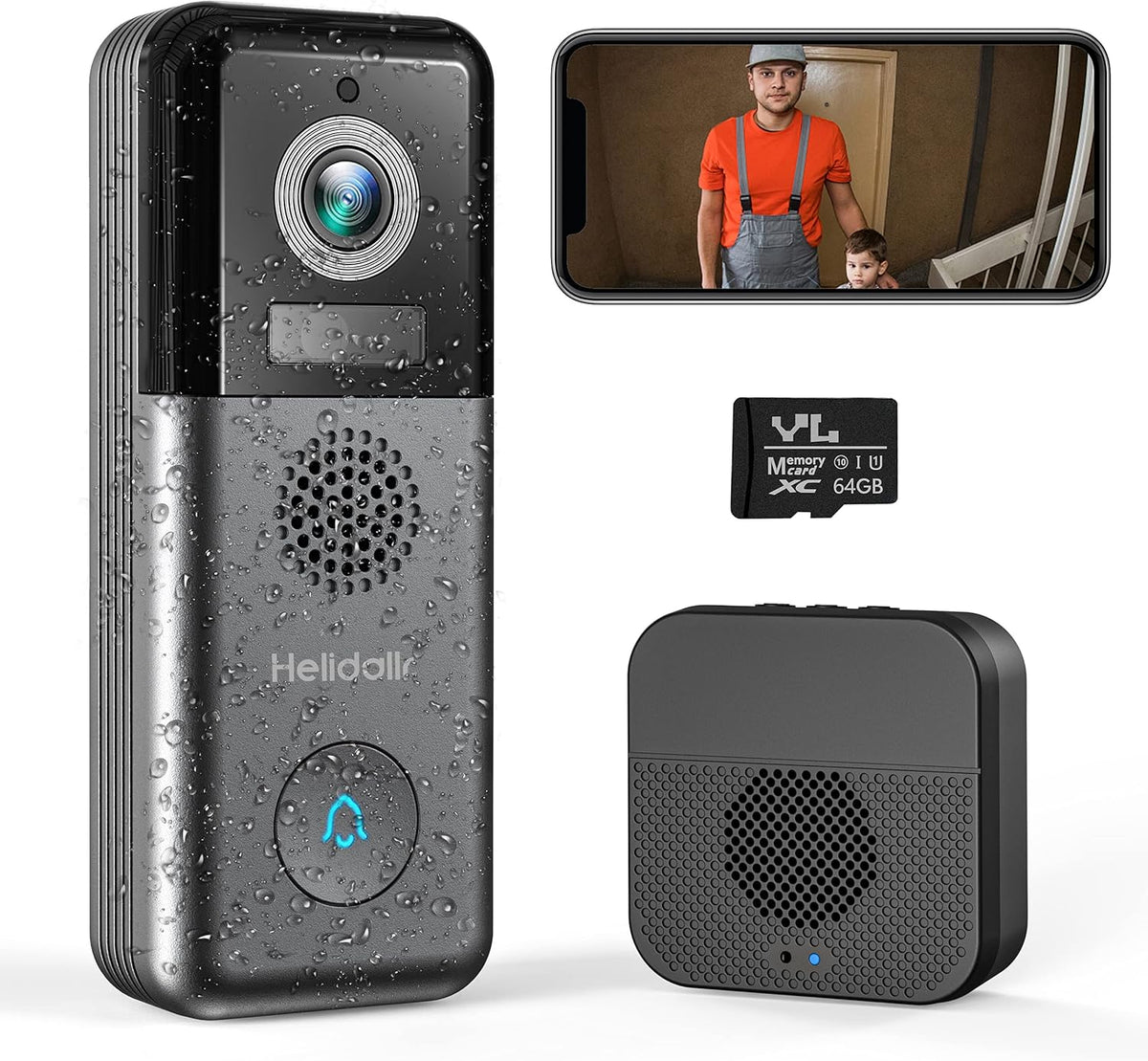 2K Wireless Video Doorbell Camera with Night Vision E698511